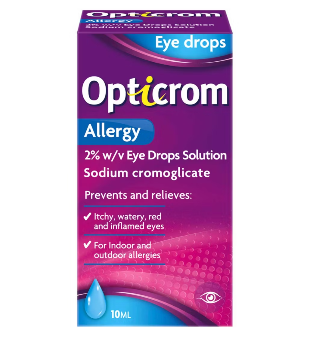 A box of Opticrom Allergy Eye Drops