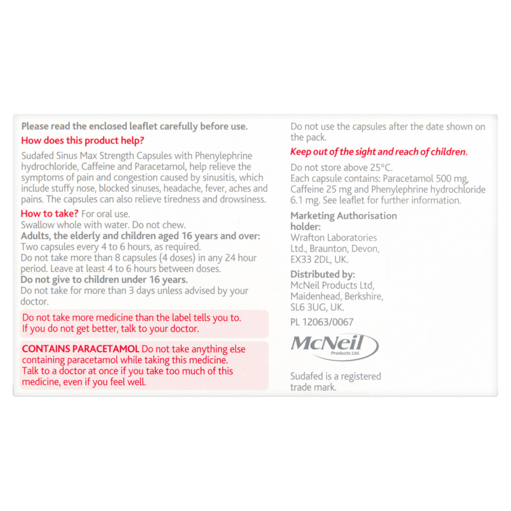Sudafed Sinus Max Strength Capsules - Image 2